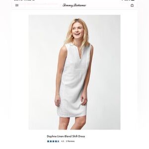 Tommy Bahama Daphne Linen-Blend Shift Dress in White white large stitched summer